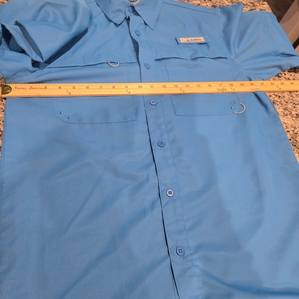 Habit Fishing Shirt Mens Small Blue Green long-sleeve UPF 40+ Performance 2 Pack - Picture 7 of 15